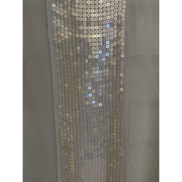 Talbots Women's Blue Sheer Sequin 3/4 Sleeve Blouse - Picture 2 of 5